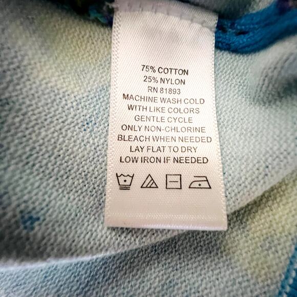 Isaac Mizrahi Paisley Cardigan Sweater Blue Yellow 3/4 Sleeve XL - Picture 10 of 11